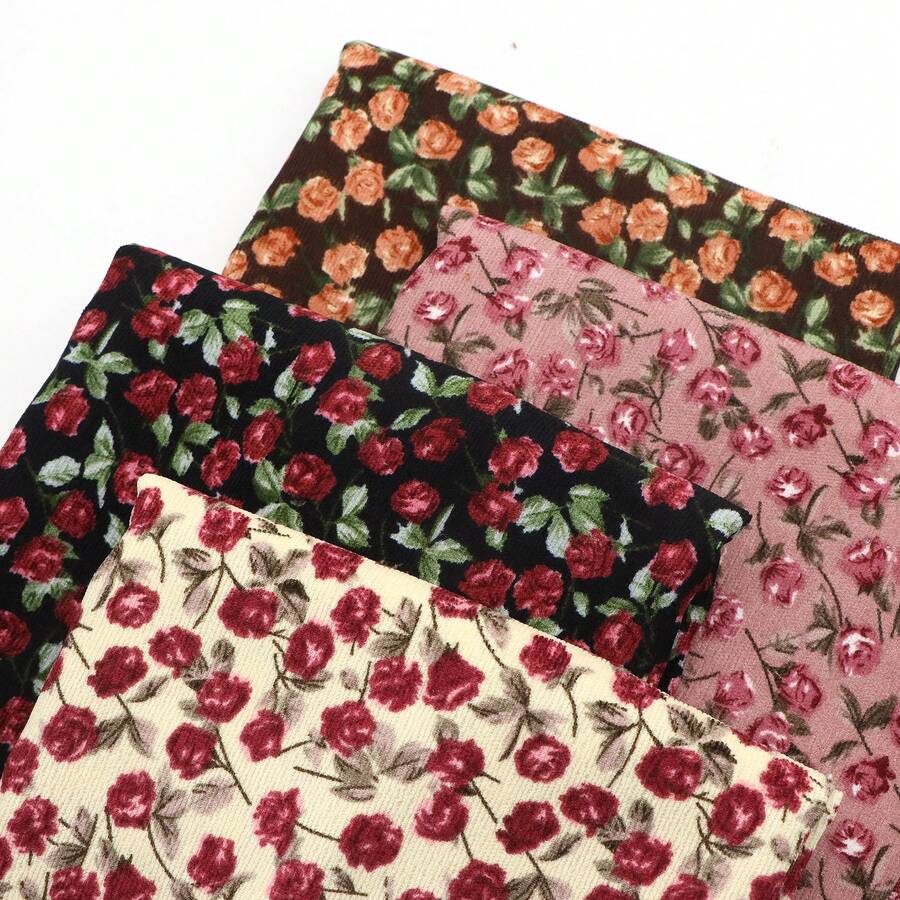 David accessories 1 miếng vải nhung kẻ sọc họa tiết hoa, chất liệu polyester mềm bền, cắt sẵn, phù hợp làm vỏ bọc sofa DIY và các dự án thủ công - mặc định - Xem 1