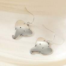 1 Pair Cute Elephant Head Dangle Earrings, Silver Minimalist Animal Swing Earrings, Suitable For Women - Silver - View 4