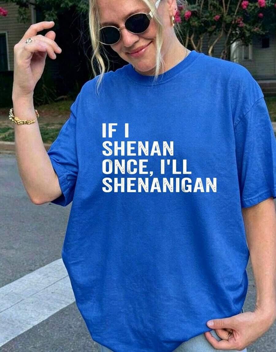 Ladies' Casual Summer T-Shirt| Women'S Graphic Print 'If I Shenan Once, I'll Shenanigan', Round Neck, Comfortable Fit For Everyday Wear And Sports - 彩色 - 查看 1