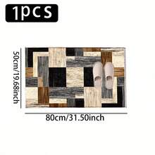 1 pieza Felpudo con estampado de patrón de patchwork geométrico, superficie de cachemira sintética, base de TPR, alfombra de baño, alfombra de cocina, alfombra de lavandería, decoración de ambiente festivo, decoración del hogar, decoración de fiesta, decoración de boda, decoración de comedor y cocina - Multicolor - Ver 13