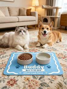 1pc Customized Pet Feeding Mat, Personalized Pet Photo + Name Mat, Personalized Dog Feeding Mat, Customized Cat Floor Mat, Unique Gift For Pet Lovers, Ideal Birthday Choice - Multicolor - View 6