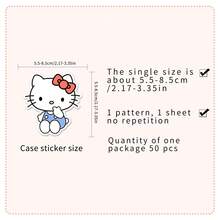 50 miếng nhãn dán graffiti chống nước hoạt hình dễ thương Sanrio Hello Kitty để trang trí mũ bảo hiểm, xe đạp, sổ dán, hộp bút - 50PCS-A - Xem 2