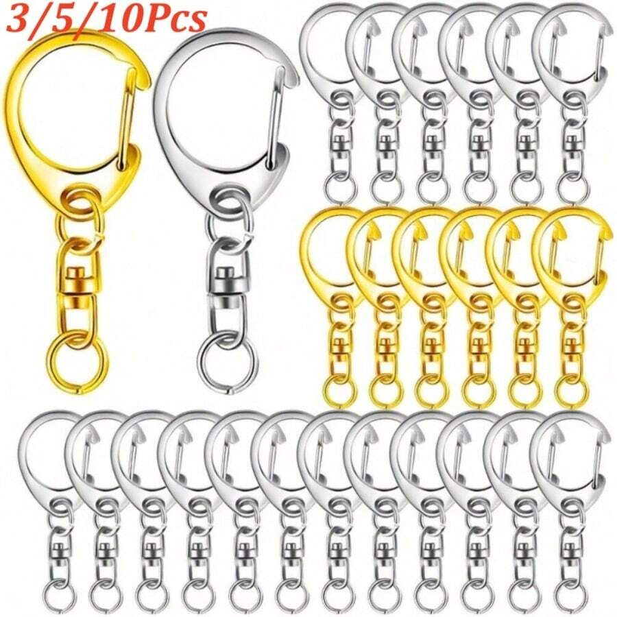 3/5/10Cái Móc Khóa Kim Loại Hình Chữ C Màu Bạc Với Móc D Và Khóa Tôm – Đầu Nối Trang Sức Hợp Kim Kẽm, Mắt Xích Chuỗi, Công Cụ Kết Nối