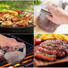 1pc Stainless Steel 6-Inch Burger Patty Maker, Round Beef Steak Patty Press Grill For Stuffed Burgers, Sliders, Regular Beef Burgers, Non-Stick Kitchen BBQ Tool, BBQ Accessory - Stainless Steel Hamburger Patty Machine - View 2