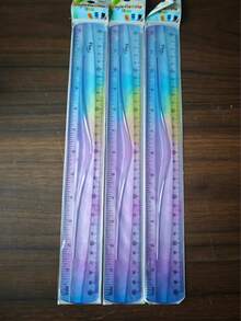 1pc/3pcs Flexible PVC Soft Ruler, 11.81 Inch Bendable And Seamless Folding Design, Inch And Centimeter Scale, Suitable For Students And Office Use - Assorted Colors, Back To School - Multicolor - View 9