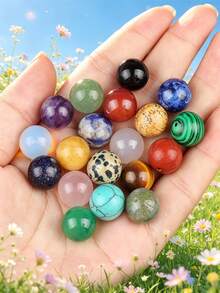 50/100/150/200/500/1000 piezas Cuentas de piedra natural multicolor de 8mm, gemas redondas y lisas con agujero de 1mm, adecuadas para la fabricación de joyas DIY - perfectas para pulseras, collares y aretes - Multicolor - Ver 2