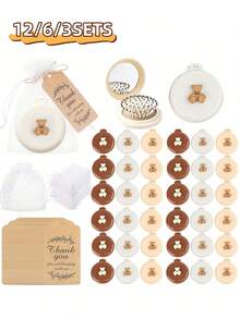 12/6/3 Set - Bomboniere per festa di nascità, Forniture per Festa di Rivelazione del Sesso, Set Portatile di Specchio per Trucco e Pettine con Orsetto Carino, Bomboniere per Ospiti di Matrimonio, Set Portatile da Viaggio di Specchio per Trucco e Pettine con Biglietto di Ringraziamento, Pettine da Viaggio con Specchio, Disponibile in Più Colori, Semplice e Portatile, Regalo per Festa di Battesimo, Bomboniere per Ospiti - Modello di orso - Visualizzare 2