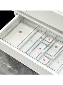 Caja de almacenamiento con 10/8/7/6/5/2/1 cajones, caja de almacenamiento de accesorios para el cabello, caja de almacenamiento de joyas y cosméticos, material de plástico PET transparente, organizador multifuncional para diversos artículos, caja de almacenamiento de herramientas, peines, espejos, etc. - transparente - Ver 3