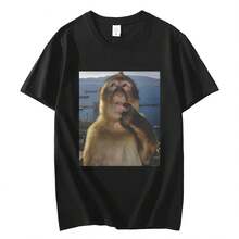 Camisetas gráficas Thinking Funny Monkey Meme para hombre y mujer, camiseta de moda de  al por menor, camisetas holgadas informales de algodón para verano - Multicolor - Ver 1