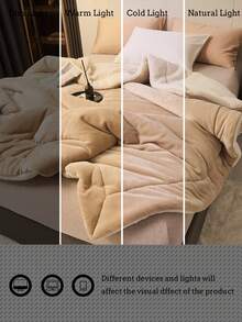 Selimut Dua Lapis Beludru Susu Gaya Modern, Penutup Tempat Tidur Multifungsi Sepanjang Musim, Dapat Dicuci dengan Mesin, Poliester, 180-200g/㎡, Warna Krem, Kain Rajut, Tanpa Motif, Cocok untuk Rumah dan Luar Ruangan - Unta - View 8