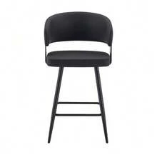 Modern Upholstered Dining Chair With Backrest And Armrests, Minimalist Restaurant Chair For Home, Kitchen, Hotel, Showroom, Mid-Century Style - 黑色 - 查看 6