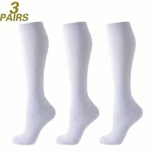 1/3/4/6/8 Pairs Black Beige White Blue Grey Sports Running Cycling Compression Socks, Unisex Circulation Running Nurse Socks - Multicolor - View 24
