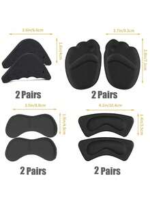 4/8 Pairs Heel Pads, Inserts And Spacers, Suitable For Loose Shoes, Includes Heel Pads, Metatarsal Pads And Adjustable Toe Fillers, Unisex, Prevents Oversized Shoes, Heel Pain And Blisters - Multicolor - View 12