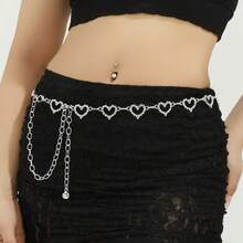 Cadena de cintura de aleación con strass con símbolo de infinito minimalista de moda, decoración para ropa de mujer - Plateado - Ver 5