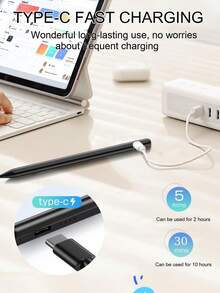 FCV 通用鋁合金電容筆，兼容 手機與平板電腦，Type-C 快充，內建 90mAh 鋰電池，兼容 iPad 與 Android，精準觸控 - 查看 4