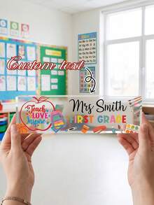 1pc Personalized Teacher Acrylic Desk Name Plate, Customized Teacher 1st Grade Classroom Decor, Teacher Appreciation Gift, School Office Sign, Teacher Desk Sign, Classroom Decor, Desk Sign, Teacher's Day Gift, Back To School Gift - Multicolor - View 7