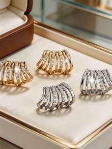 1 Pair Fashion Multi-Layer Intertwined Exquisite Stud Earrings, Light Luxury Elegant Ear Jewelry, Versatile For Workplace Commute - Earrings - View 4