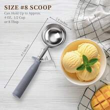 HOMURE H 4 Oz Scoop, Large Ice Cream Scoop With Trigger, #8 Disher, Muffin Scoop, Portion Scoop, Cookie Scoop For Baking, Grey Handle, For Making Ice Cream Cookie Muffin Cupcake Mashed Potato - ColorA - View 2