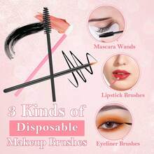Disposable Makeup Application Tool Accessory Set, Makeup Artist Supplies Including Palette, Eye Black Stick, Lip Brush, Hair Clip, Triangular Powder Puff And Storage Box - Multicolor - View 7