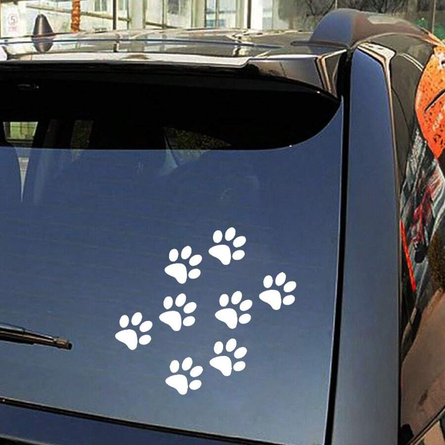 8pcs Cat Paw Print Car Stickers, Gift For Friends - A - View 1