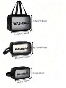 Bolsa de cosméticos, bolsa de aseo, bolsa de viaje, bolsa de cosméticos portátil impermeable de PU, bolsa de natación, artículo esencial de viaje para mujeres, bolsa de cosméticos transparente impermeable, puede contener cosméticos, artículos de aseo, accesorios de herramientas, temporada de regreso a la escuela (1 pieza/juego de 3 piezas negro), adecuada para vacaciones en la playa, baño, uso en el dormitorio, gran capacidad - Negro - Ver 8