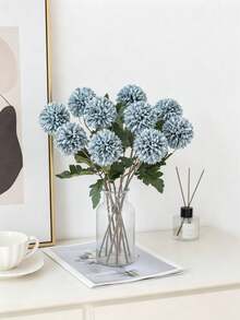 1 Peça Crisântemo Artificial Esférico, Adequado para Primavera, Verão, Casamento, Casa, Cozinha, Restaurante, Decoração de Quarto, Decoração de Quarto, Suprimentos de Banheiro, Suprimentos de Festa de Feriado e Aniversário, Decoração de Jardim Externo, Presente do Dia dos Namorados - Azul - Visão 5