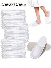 2/10/20/30/40 Pairs Disposable Slippers, Unisex Indoor Slippers, Lightweight Closed-Toe Non-Slip Slippers, Suitable For Hotel, Home, Travel, Comfortable Non-Slip Disposable Slippers - Multicolor - View 1