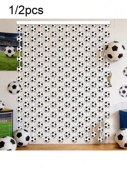 1/2 piezas Decoraciones de fiesta con temática de fútbol, Cortina decorativa con forma de fútbol para fiesta de aficionados a la Copa del Mundo, Decoraciones de fiesta de cumpleaños con temática de fútbol, Fondo de fiesta deportiva, Accesorios fotográficos con temática de fútbol, Adecuado para eventos deportivos, Decoración del día del partido, Decoración de bar para fiesta de aficionados