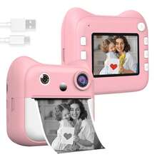 Kids Instant Print Camera, Instant Camera With Built-In Rechargeable Battery, Large Capacity 1300mAh, 1080P HD Video, Dual Cameras (Front And Rear), Compact Portable Design, Suitable For Travel, Family Photos And Outdoor Activities - Blue/Pink - Multicolor - View 11