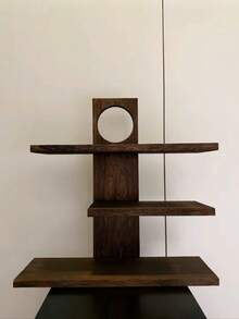 1pc-Walnut Wood Multifunctional Desktop Storage Vertical Shelf, Tea Set Storage Shelf, Vintage Solid Wood Makeup Organizer, Multi-Layer Display Rack, Vanity Perfume And Skincare Storage Shelf, Multifunctional Storage Rack, Wooden Jewelry And Accessories Display Tray, Beauty Display Tray, Suitable For Living Room, Shoe Cabinet, Entryway - Multicolor - View 5