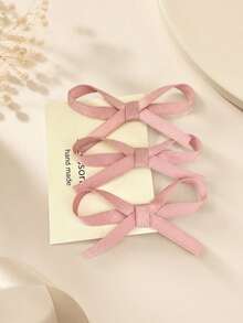 3 piezas Clips de moño pequeño con cinta dulce para flequillo y barretas laterales para niñas, adecuados para combinar a diario - Multicolor - Ver 5