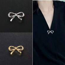 1 pieza/2 piezas/4 piezas Broche de moño de metal estilo europeo y americano, accesorio de nicho con diseño único, hebilla anti-exposición para cuello en V, versátil - Dorado - Ver 2