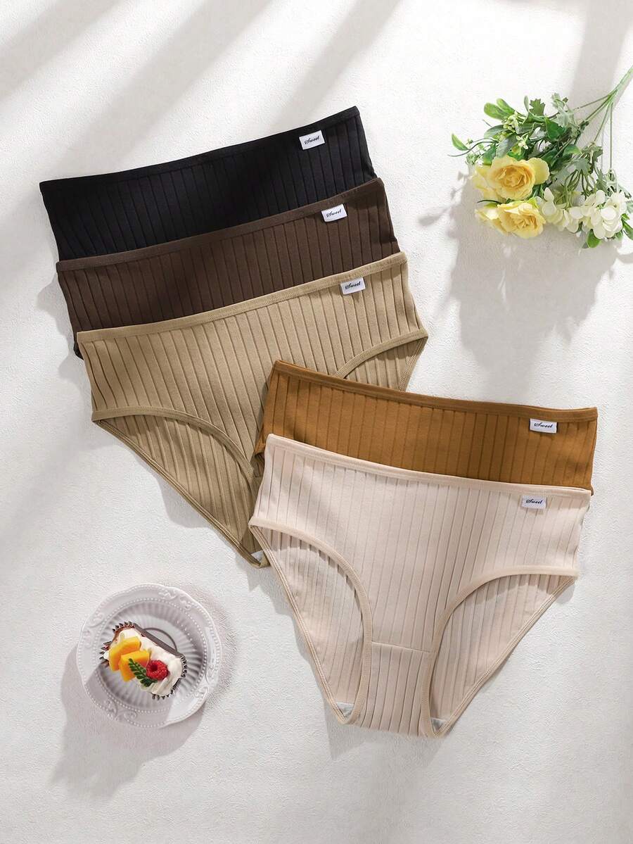 5条装舒适加大码女士纯棉内裤 - 彩色 - 查看 1