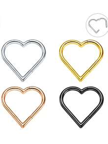 1pc 316 Stainless Steel Heart Closure Nose Hoop, Universal Body Piercing Valentines,Mom,Mother,Mother's Day,Gift - Love Buckle Ring - View 15
