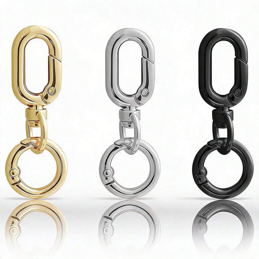 2pcs Double Opening Swivel Clasp Clips Metal Spring Snap Hooks Key Chain Clips For Lanyard Making DIY Crafts Jewelry Bags Purses Accessories - Multicolor - View 1