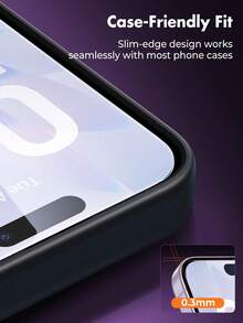 2-In-1 Set: 1pc High-Definition Tempered Glass Screen Protector + 1pc Silk-Printed Lens Protector, Dual Protection, Resistant To External Damage, Anti-Shatter, Hydrophobic Coating, Anti-Fingerprint, Compatible With IPhone 17/17 Pro Max/17 Pro/16/15/14/13/12/11 Screen Protector - Clear - View 4