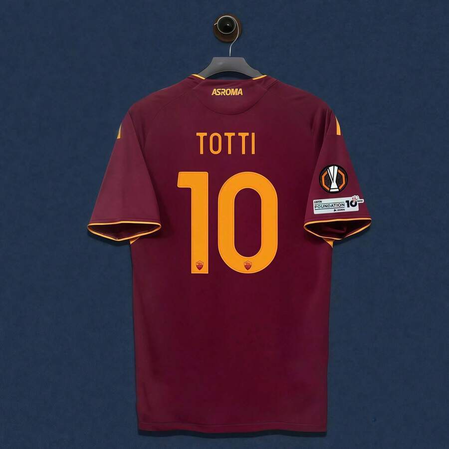 2025/26 AS Roma Home Europa League Retro Jersey # 10 Totti, Official Legend Replica Shirt - Default - View 1