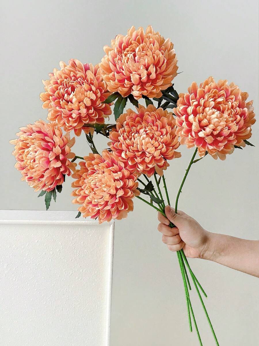 1/3/6 piezas Crisantemos artificiales, flores falsas de 50 cm, para pared, sala de estar, dormitorio, boda, decoración de fiesta, relleno de escritorio, hogar, decoración de escritorio, cocina, boda, mesa de comedor, centro de mesa, oficina, jardín, exterior, casa, decoración de patio, decoración de primavera verano otoño invierno