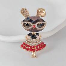 Broche de moda creativo con gafas de dibujos animados modernos de conejo, broche lindo para niña, pin accesorio para ropa - Broche de conejo con gafas - Ver 6