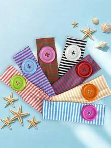 1pc New Dopamine Colored Striped Hairband - And Fashionable Headscarf Accessory For Women - Multicolor - View 3