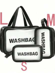 Bolsa de cosméticos, bolsa de aseo, bolsa de viaje, bolsa de cosméticos portátil impermeable de PU, bolsa de natación, artículo esencial de viaje para mujeres, bolsa de cosméticos transparente impermeable, puede contener cosméticos, artículos de aseo, accesorios de herramientas, temporada de regreso a la escuela (1 pieza/juego de 3 piezas negro), adecuada para vacaciones en la playa, baño, uso en el dormitorio, gran capacidad - Negro - Ver 7