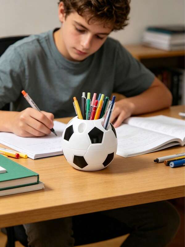 Porte-stylo multifonctionnel boîte de rangement de football organisateur de papeterie accessoires de bureau pour étudiants et bureau design créatif récipient décoratif porte-objets organisation de bureau