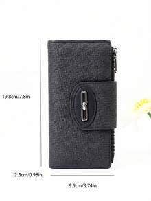 MINGYOU Women's Long Soft Exquisite PU Phone Wallet, Fashion Snap Closure Double Zipper Large Capacity Multifunctional Wallet Card Holder, Lightweight Minimalist Clutch Bag Suitable For Holiday Gift - Black - View 6