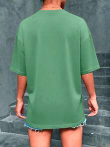 Summer New Style  T-Shirt With SleevesRetro Stamps, Seashell Ice Cream, Surfing Board. Printed Casual Plus-Size T-Shirt. A Gift For Friends, Parents. - 綠色 - 查看 5
