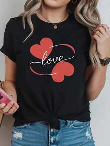 Expressive Graphic T-Shirt Tops Summer Outfit - Black - View 1