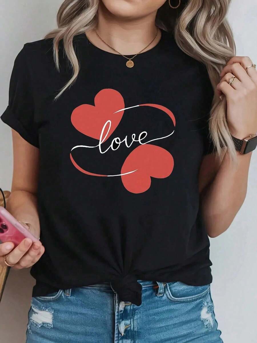 Expressive Graphic T-Shirt Tops Summer Outfit - Black - View 1