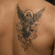 1pc Waterproof Anti-Rubbing PVC Realistic Virgin Mary Tattoo Sticker, Suitable For Daily Wear - Grey - View 5