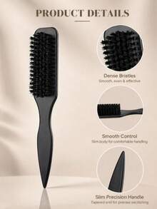 1pc Unisex Beard Brush Hair Brush, Smooth Backcomb, Tame Frizzy Flyaways, Edge Control Comb, Volumizing Wooden Handle Comb, Teasing Comb, Hairline Control, Slip-Through Comb, Plastic Hair Comb, Create Smooth Ponytail Bun - With Wide Pointed Tail Backcomb And Detangling Comb, Easy Parting, Styling, Polishing And Smoothing Hair, Create Smooth Frizz-Free Hairstyle, Suitable For Men And Women, Recommended As Christmas Gift - Multicolor - View 7