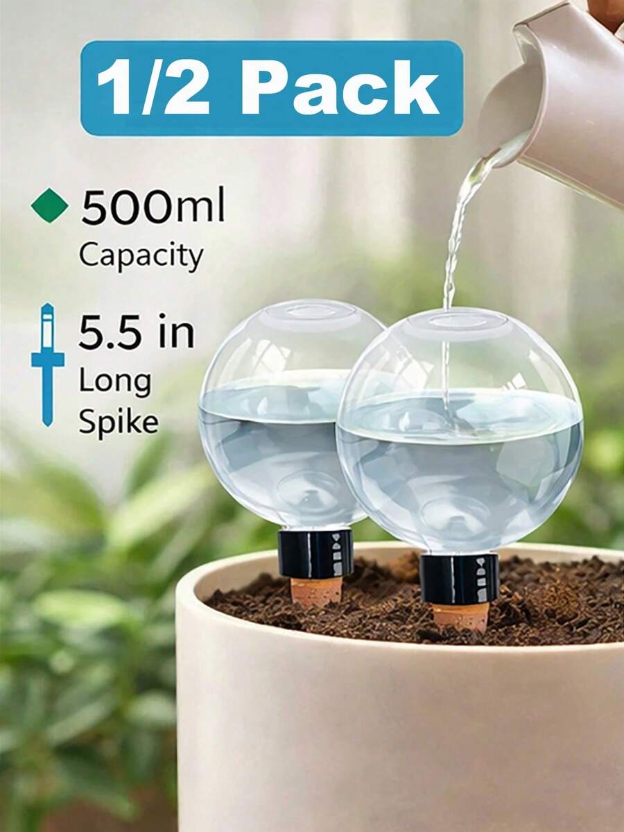 1/2Pcs 16.9oz Automatic Slow Release Control Plant Watering System Indoor Outdoor Gardening Home Planting Tool, No Electricity Required, Suitable For Succulents And Fresh Flowers, Automatic Drip Irrigation Decorative Equipment