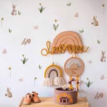 - Calcomanas de pared para guardera, diseo de acuarela, para verano, con diseo de conejitos y flores, reutilizables y extrables - Vistoso - Ver 4